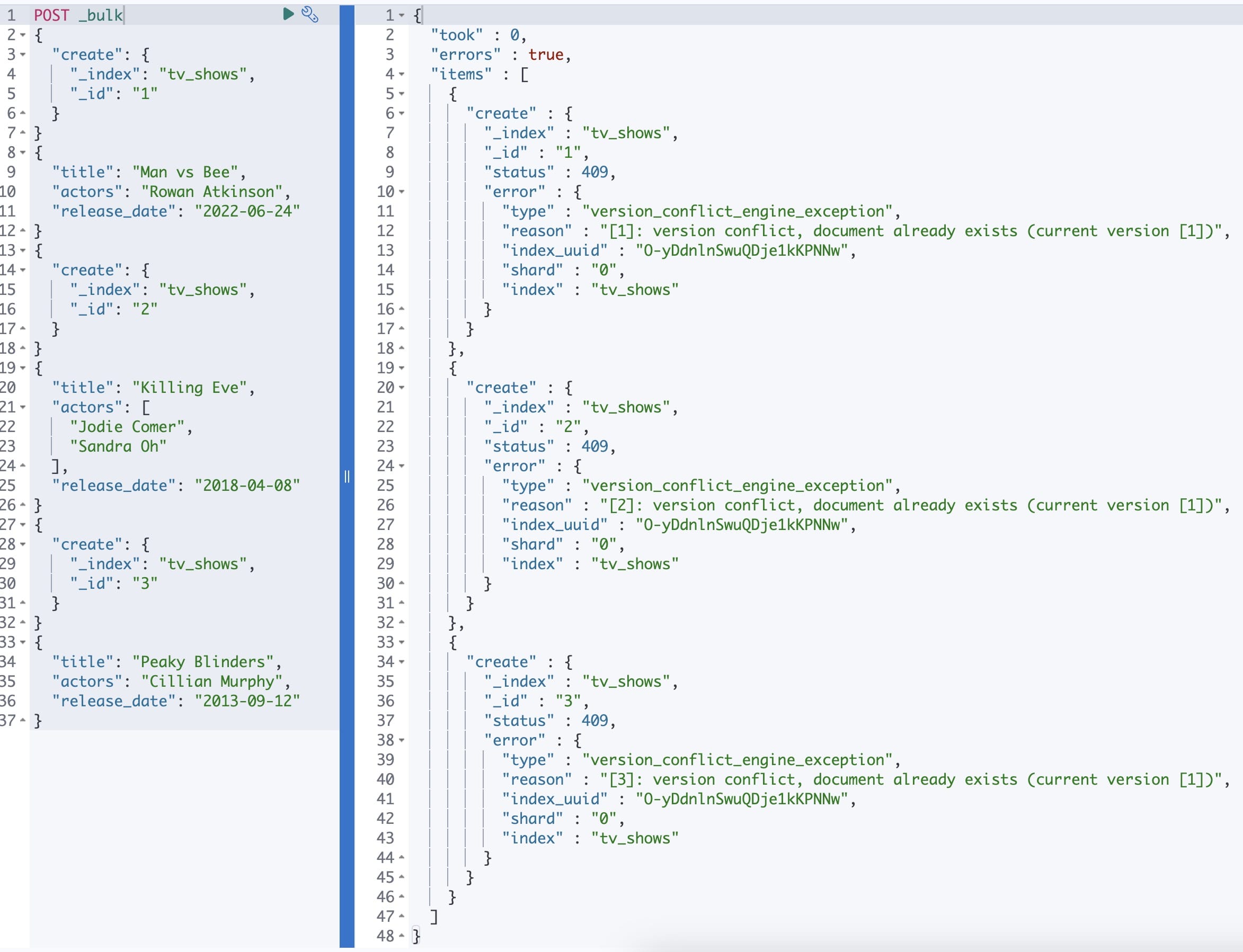 Bulk Create Output