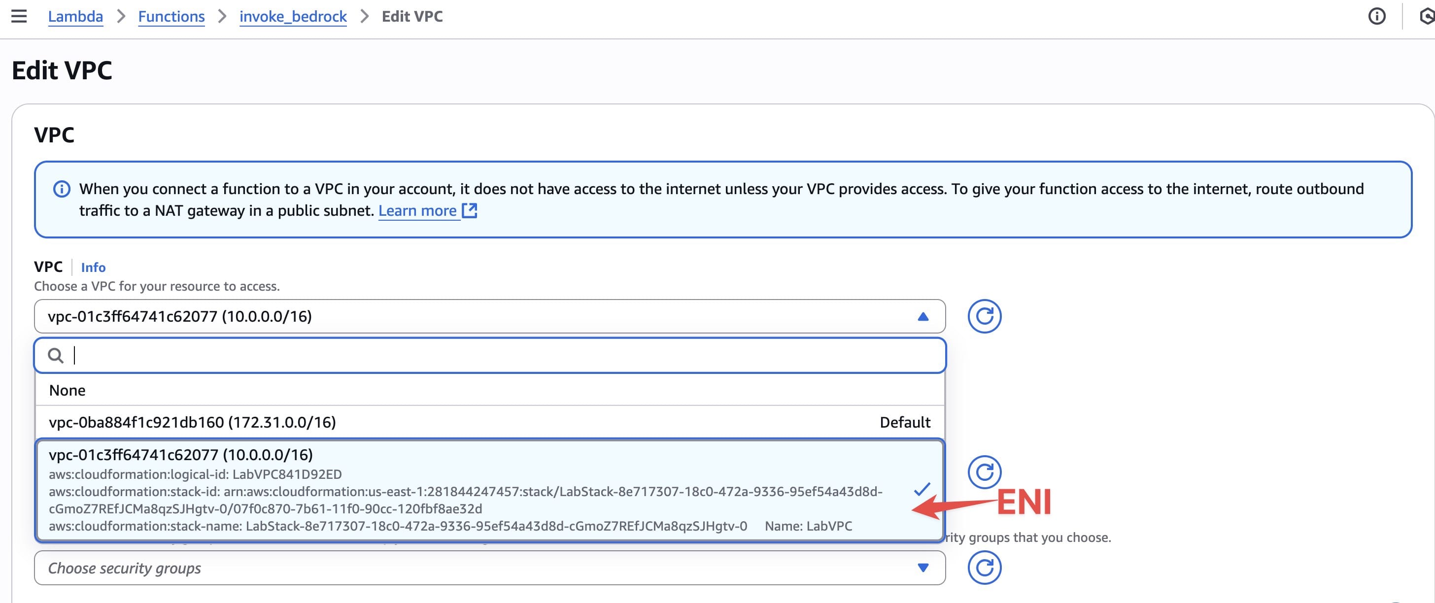 ENI Configuration for VPC Endpoint