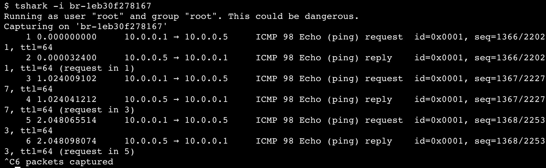 tshark run on interface